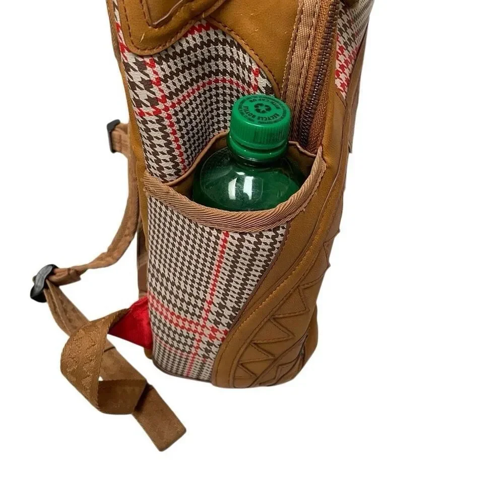 Sprayground Turbo 500 DLXV‎ plaid limited edition backpack tan vegan leather